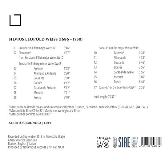Musica per liuto solo - CD Audio di Sylvius Leopold Weiss,Alberto Crugnola - 2