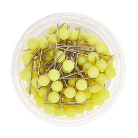 100 piccoli Spilli decorativi, giallo neon