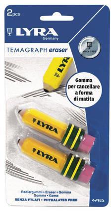 2 Gomme Temagraph Eraser a Forma di Matita