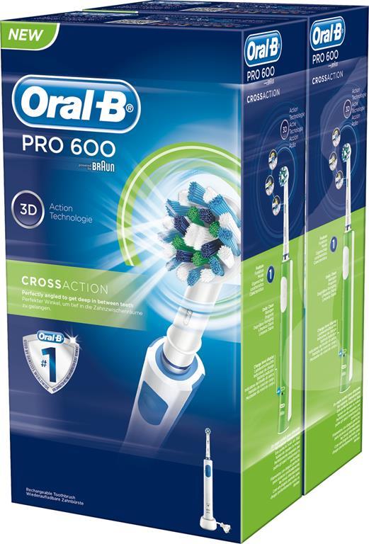 Oral-B PRO 600 Cross Action Adulto BIPACCO 2 Spazzolini -  rotante-oscillante Blu, Bianco - Oral-B - Casa e Cucina | IBS