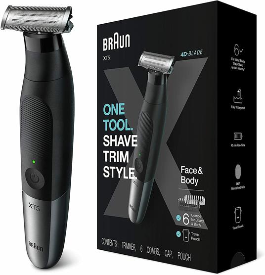 Braun Series X Regolabarba Uomo, Rifinitore Barba, Rasoio Corpo Uomo per  Depilazione, Lama Duratura con Custodia da Viaggio, per Effetto Barba  Incolta, Capelli, Inguine, Ascelle, Tutto-in-Uno, XT5200 - Braun - Casa e