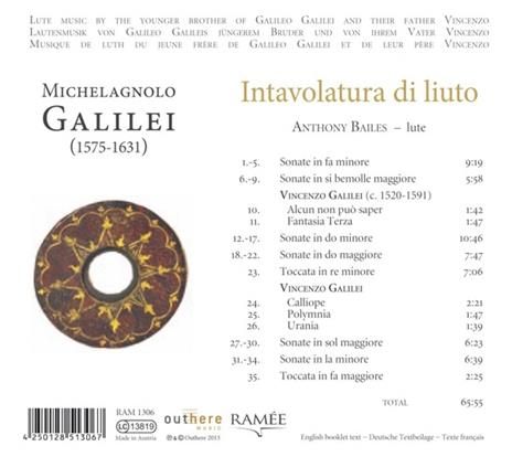 Intavolatura di liuto - CD Audio di Michelangelo Galilei - 2