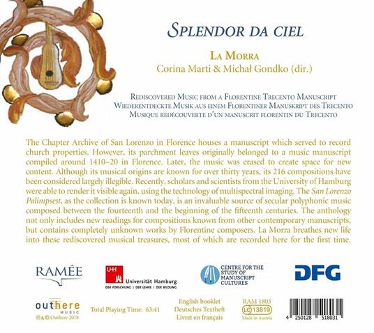 Splendor da Ciel - CD Audio di La Morra - 2