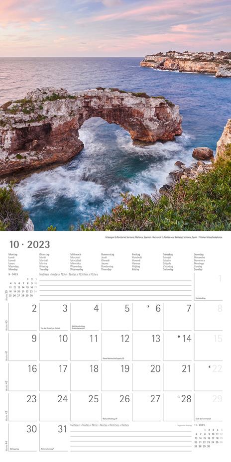 Calendario 2023 da muro By The Sea, Alpha Edition, 12 mesi, 30x30 cm - 12