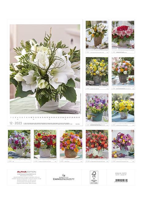 Calendario 2023 da muro Flowers, Alpha Edition, 12 mesi, 29,7 x 42 cm - 14