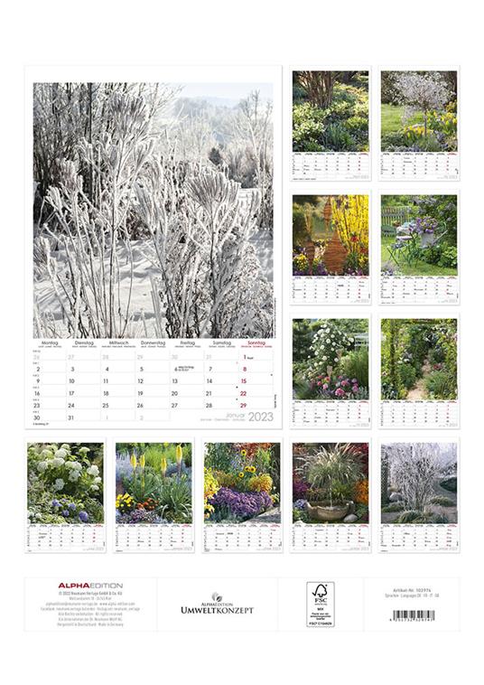 Calendario 2023 da muro Beautiful Gardens, Alpha Edition, 12 mesi, 29,7 x 42 cm - 14