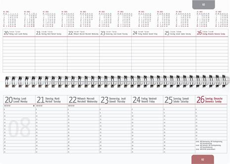 Planner Settimanale Da Tavolo 2023, Alpha Edition, 29,7x10,5 cm, Rossa, Spiralata - 2