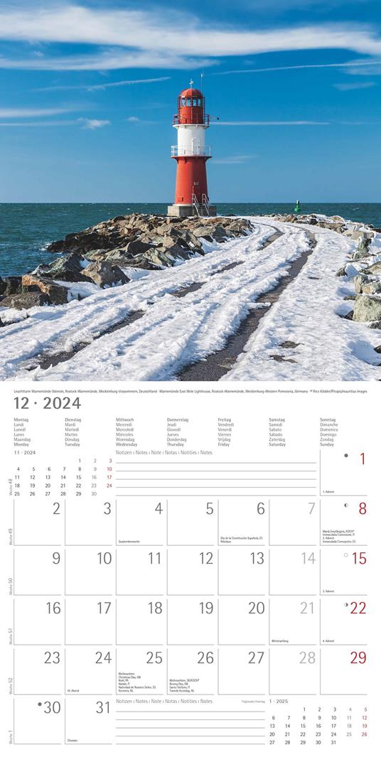 Alpha Edition - Calendario 2024 da muro Lighthouse, 12 mesi, 30x30 cm - 14