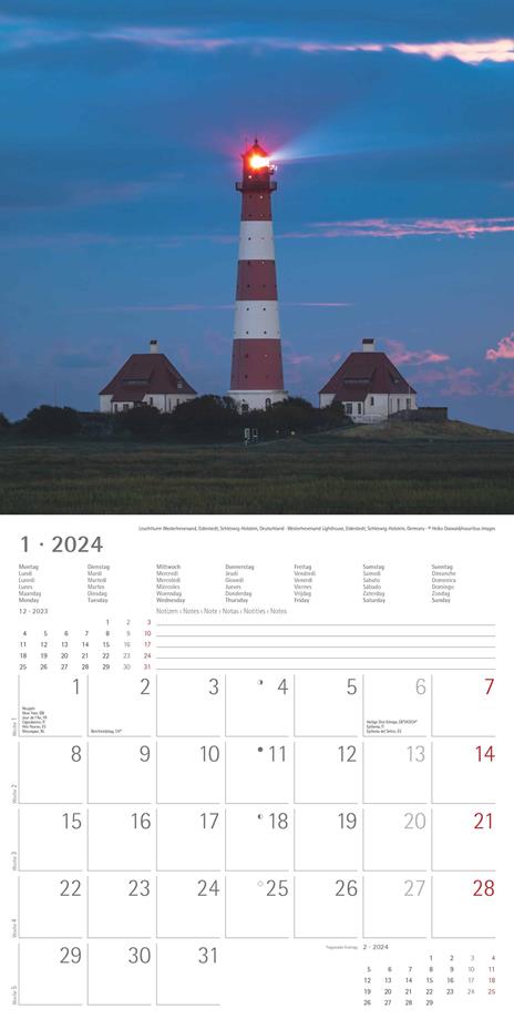 Alpha Edition - Calendario 2024 da muro Lighthouse, 12 mesi, 30x30 cm - 3