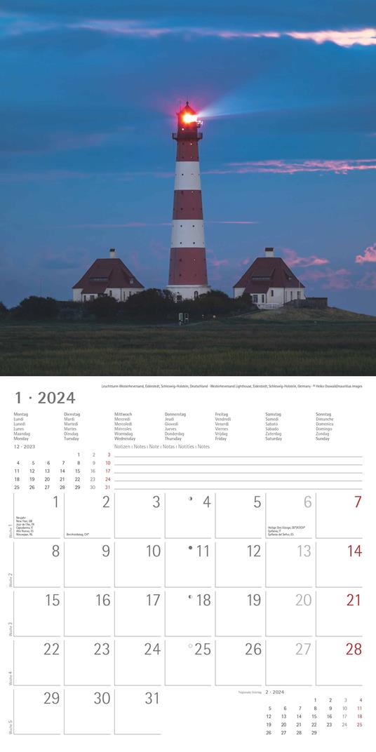 Alpha Edition - Calendario 2024 da muro Lighthouse, 12 mesi, 30x30 cm - 3