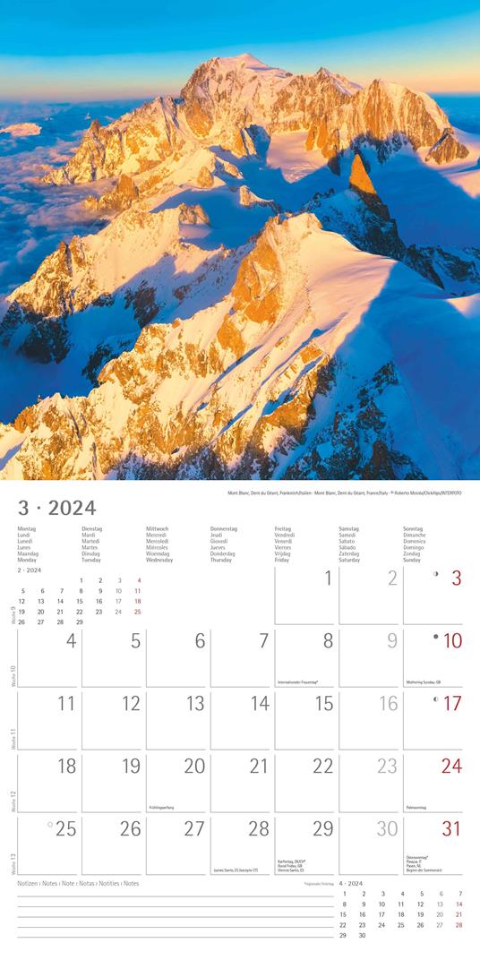 Calendario Da Parete Legami 2024 Mountains