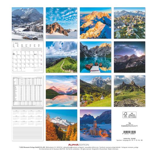 Alpha Edition - Calendario 2024 da muro The Alps, 12 mesi, 30x30 cm - Alpha  Edition - Cartoleria e scuola