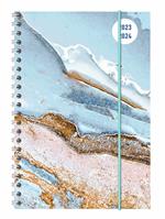 Agenda-Diario spiralato Collegetimer ALPHA EDITION 2023-2024, Settimanale, Blue Marble - 15x21 cm