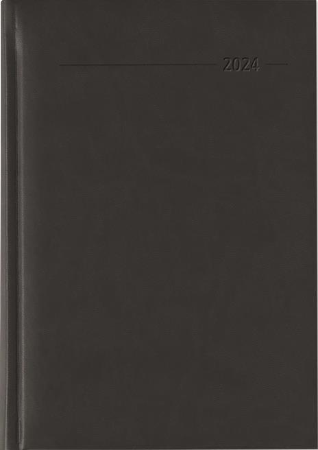 Alpha Edition - Agenda Giornaliera Monocromo 2024, Formato Grande 15x21 cm, Similpelle Black, 352 pagine
