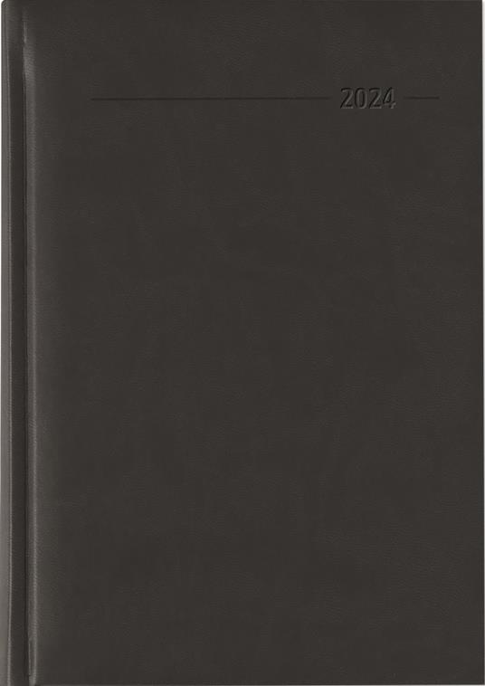 Alpha Edition - Agenda Giornaliera Monocromo 2024, Formato Grande 15x21 cm, Similpelle Black, 352 pagine