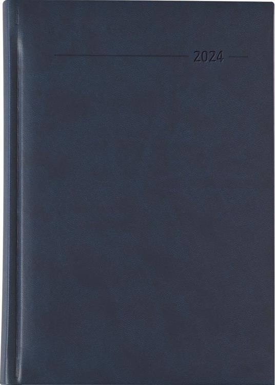 Alpha Edition - Agenda Giornaliera Monocromo 2024, Formato Grande 15x21 cm, Similpelle Blue, 352 pagine