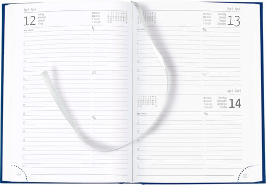 Alpha Edition - Agenda Giornaliera Monocromo 2024, Formato Grande 15x21 cm, Similpelle Blue, 352 pagine - 2