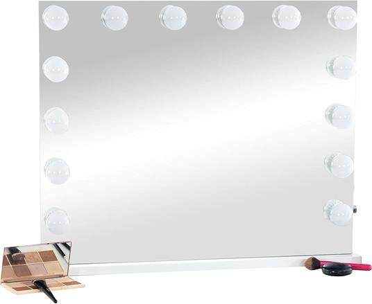 CLP Specchio Trucco con Luci A LED Palmdale I Specchiera Luminosa Bagno  Senza Cornice per Make Up Forma Rettangolare con USB, Colore:Bianco - CLP -  Casa e Cucina | IBS