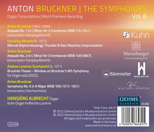 Symphony No. 6 (Organ Transcription By Hansjorg Albrecht) - CD Audio di Anton Bruckner,Hansjorg Albrecht - 2