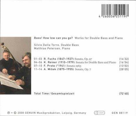 Bass! How Low Can You Go? - Sonata Op.97 - CD Audio di Robert Fuchs - 2