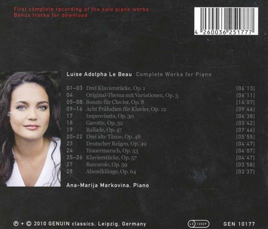 Opere complete per pianoforte - CD Audio di Ana-Marija Markovina,Luise Adolpha Le Beau - 2