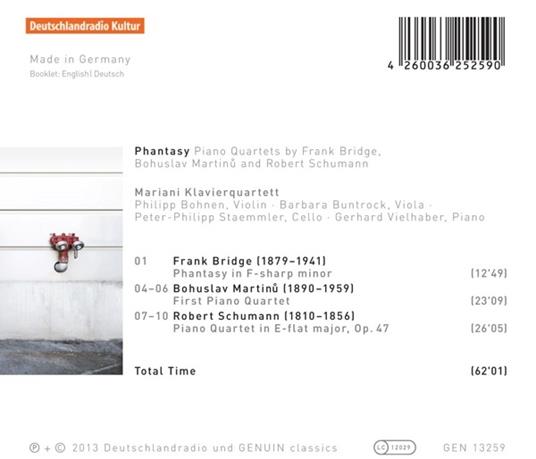 Phantasy - CD Audio di Robert Schumann,Bohuslav Martinu,Frank Bridge,Mariani Klavierquartett - 2