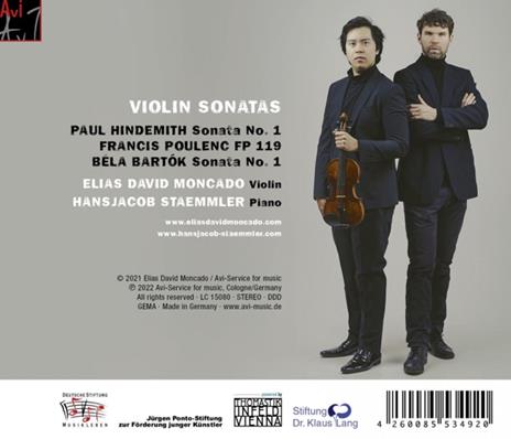 Poulenc Hindemith Bartok Violin Sonatas - CD Audio di Elias David & Hansjacob Staemmler Moncado - 2