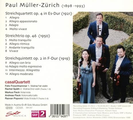 Quintetto per archi op.4 - Quartetto op.2 - CD Audio di Paul Müller-Zürich - 2