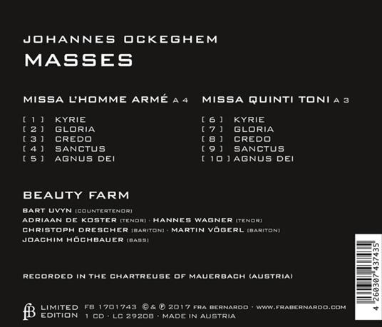 Missa L'homme Arme - CD Audio di Johannes Ockeghem - 2