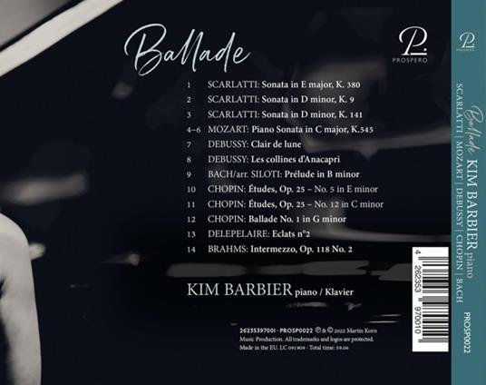 Ballade - Works For Solo Piano - CD Audio di Kim Barbier - 2