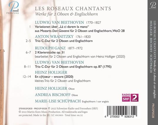 Les Roseaux Chantants - Works For 2 Oboes & Cor Anglais - CD Audio di Heinz - Andrea Bischoff Holliger - 2