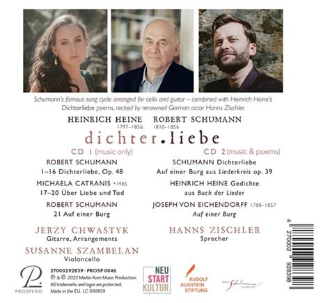 Dichterliebe For Cello & Guitar - CD Audio di Susanne - Jerzy Chwastyk - Hanns Zischler Szambelan - 2