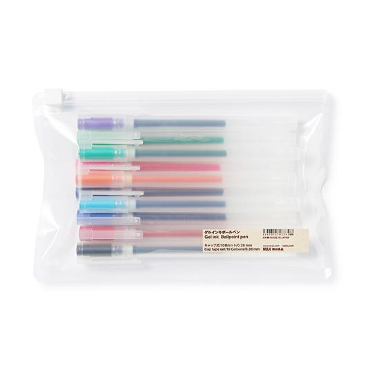 Set 10 penne gel con cappuccio punta 0.38mm vari colori - MUJI - Cartoleria  e scuola | IBS