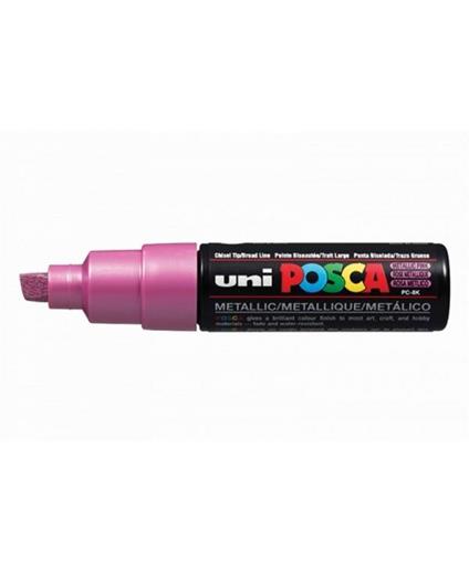 Uni Pennarello Posca Punta Larga Scalpello Pc-8k Rosa Metal