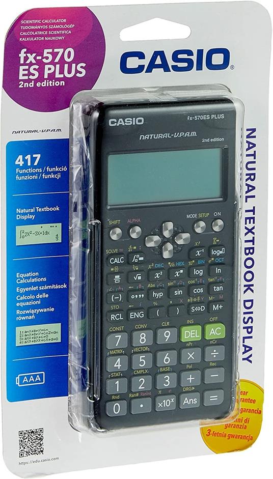 Casio FX-991ES PLUS 2 calcolatrice Tasca Calcolatrice scientifica Nero