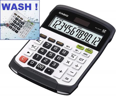 Casio WD-320MT Calcolatrice da Tavolo, Water e Dust Proof, Display a 12 Cifre, Tastiera Rimovibile, Bianco/Nero - 2