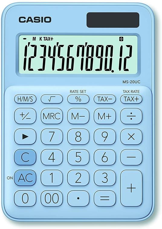 Casio MS-20UC-LB Calcolatrice da Tavolo, Azzurro Pastello