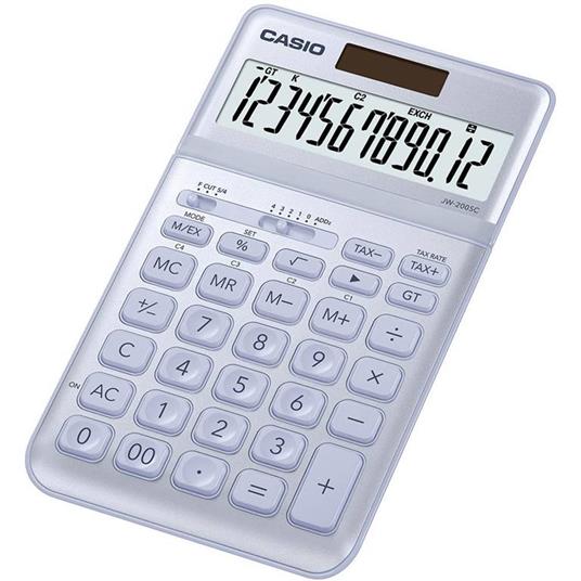 Calcolatrice da tavolo Casio JW-200SC Blu Display (cifre): 12 a energia solare, a batteria (L x A x P) 109 x 11 x 184
