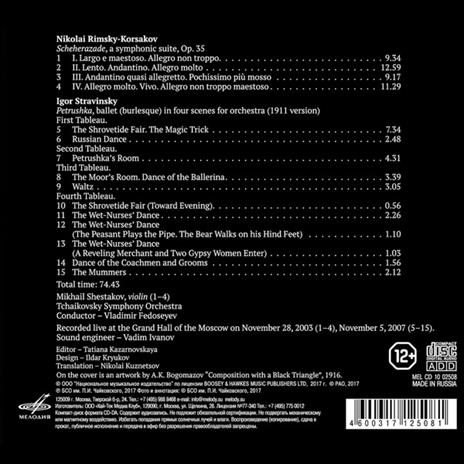 Scheherazade. Suite sinfonica op.35 - CD Audio di Igor Stravinsky,Nikolai Rimsky-Korsakov,Vladimir Fedoseyev,Tchaikovsky Symphony Orchestra - 2