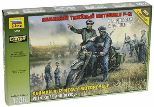 Zvezda 3632 German Wwii Motorcycle R 12 Kit 1:35 Modellino