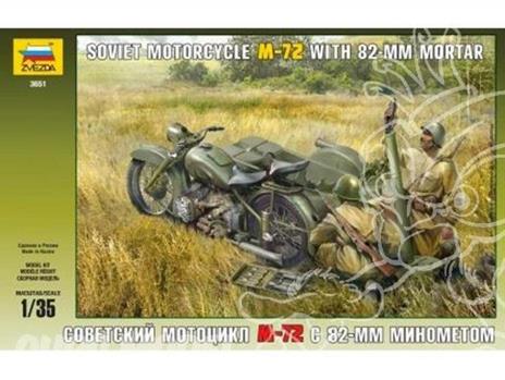 Soviet M-72 Motorcycle With 82-MM Mortar Platic Kit 1:35 Model Z3651