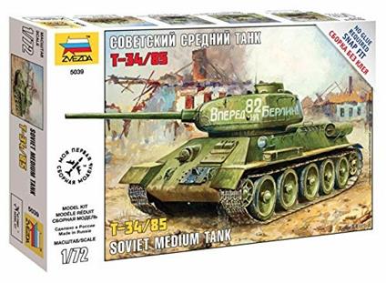 Carro armato T-34/85 Soviet Medium Tank 2 Guerra Mondiale 1/72. Zvezda 5039