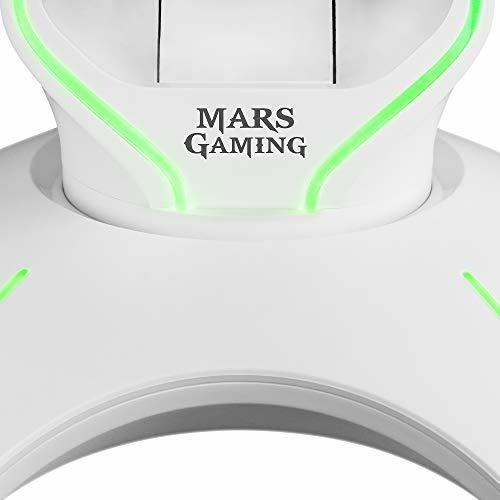 MARSGAMING Mars Gaming MHHXW, Supporto per Cuffie da Gioco RGB Flow + 2X  USB 2.0, Bianco