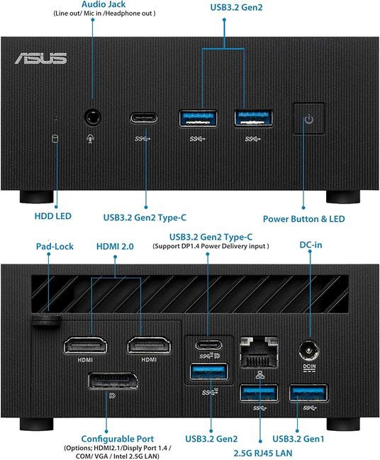ASUS PN52-BBR758HD Nero 5800H 3,2 GHz - ASUS - Informatica | IBS