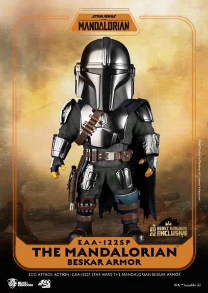 Star Wars The Mandalorian Uova Attack Action Action Figura The Mandalorian Beskar Armor 17 Cm Beast Kingdom Toys