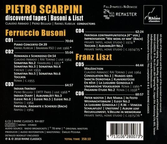 Plays Busoni And Liszt - Discovered Tapes - CD Audio di Pietro Scarpini - 2