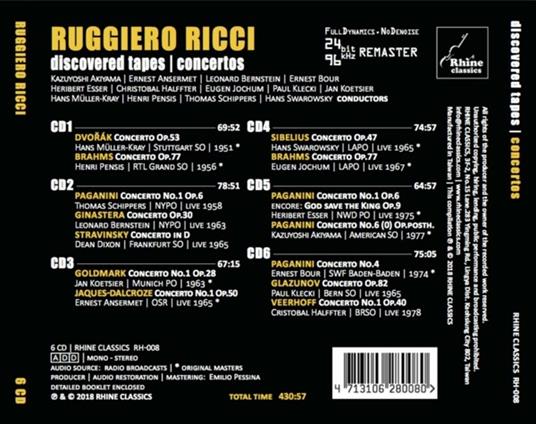 Discovered Tapes Concertos - CD Audio di Ruggiero Ricci - 2
