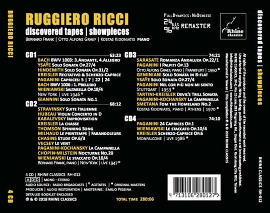 Discovered Tapes Showpieces - CD Audio di Ruggiero Ricci - 2