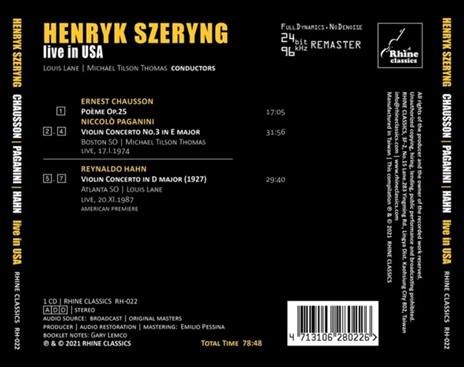 Live In Usa - CD Audio di Henryk Szeryng - 2