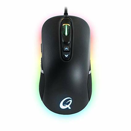 QPAD DX 80 Pro Mouse ottico da gioco, fino a 8.000 DPI, illuminazione a LED, nero